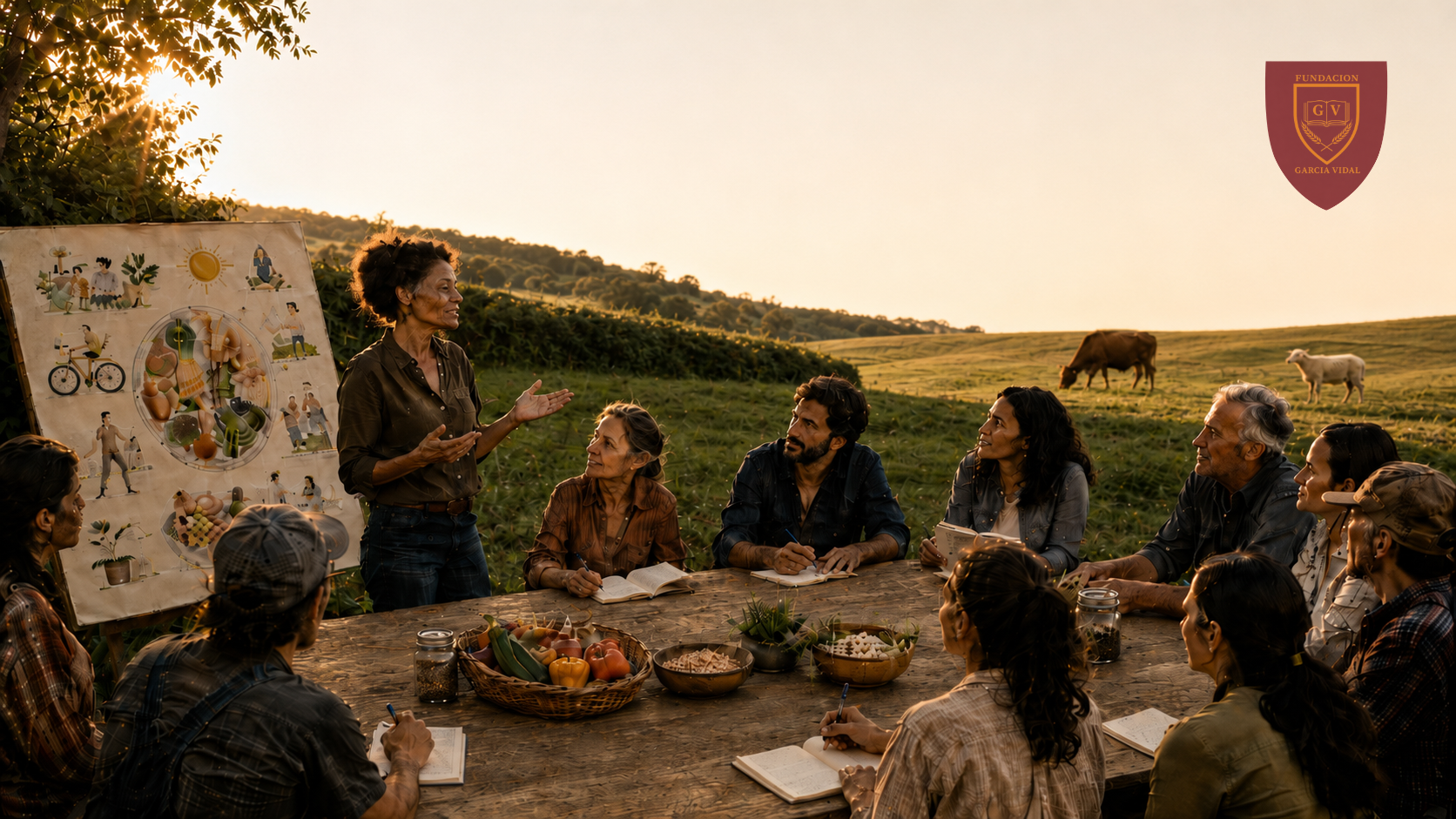 Clase al aire libre sobre agroecologia y alimentacion sana de la Fundacion Garcia Vidal